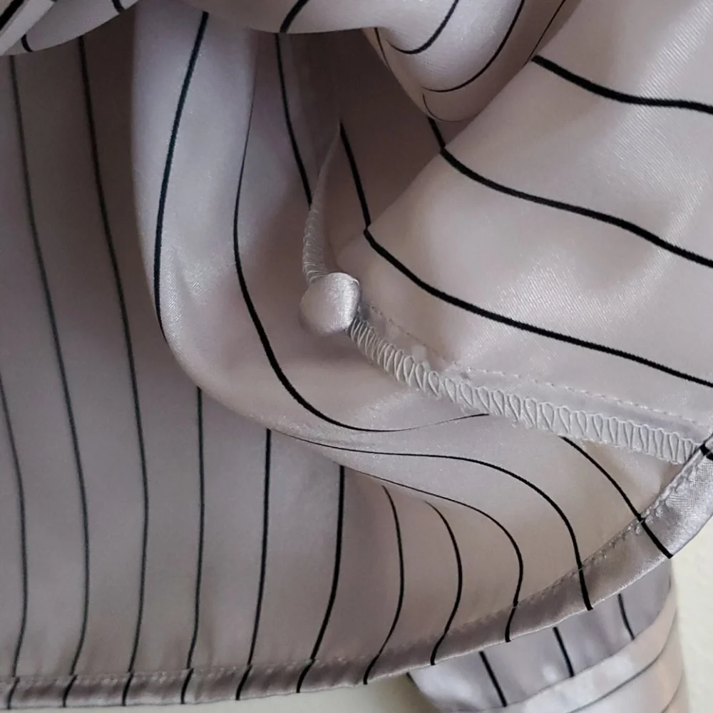 Yves St Claire Satin Silver Stripe Blouse 12P - Picture 6 of 11